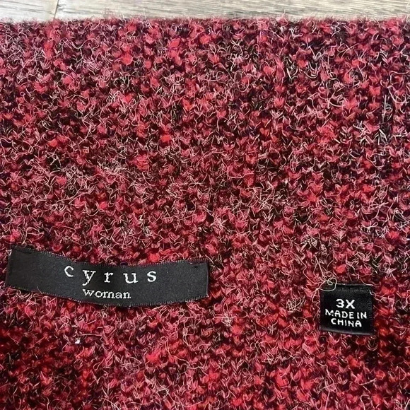 CYRUS | Red and black long cardigan knit sweater - Picture 5 of 12